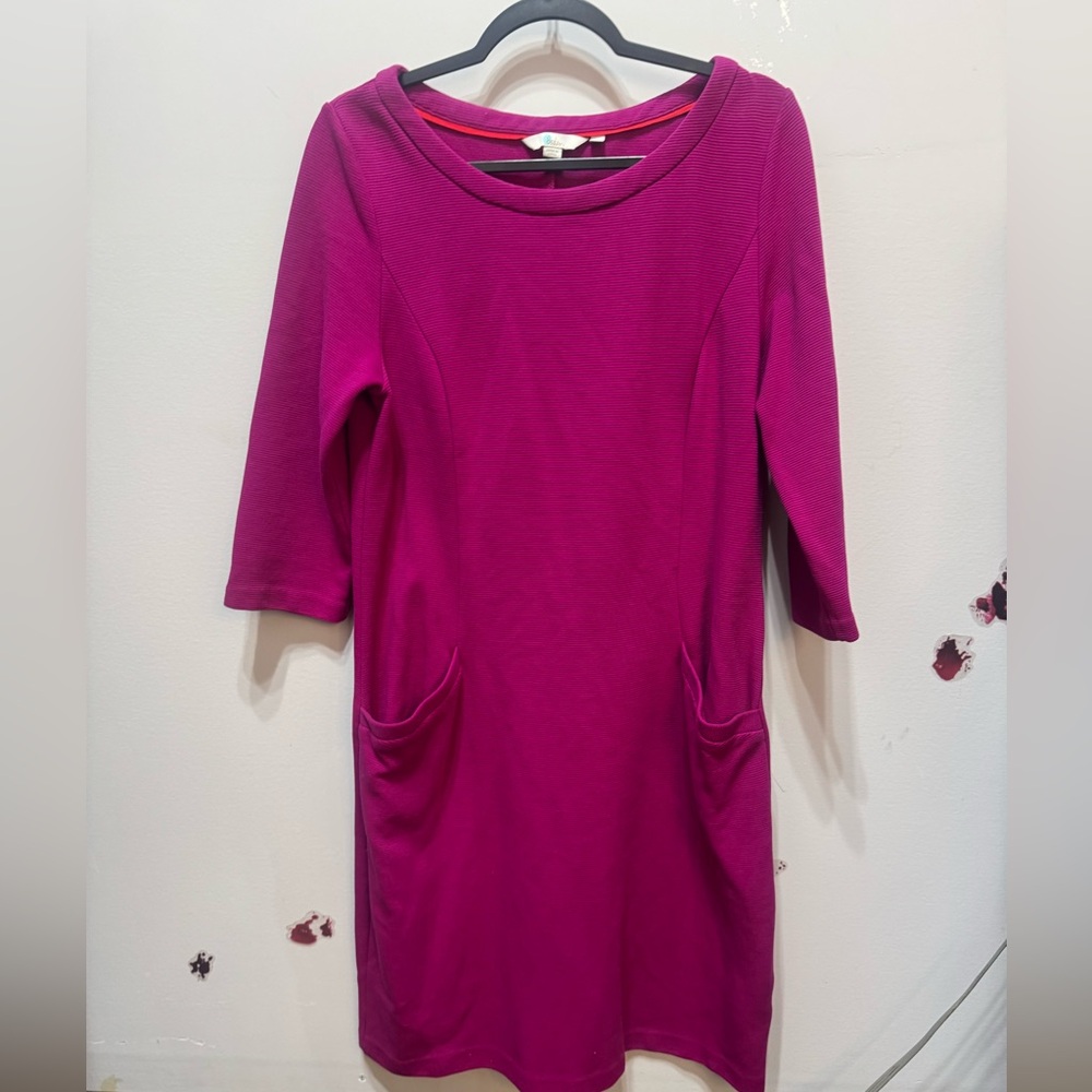 Boden Pink Sheath Dress with 3/4 Sleeves and Bateau Neckline size 16